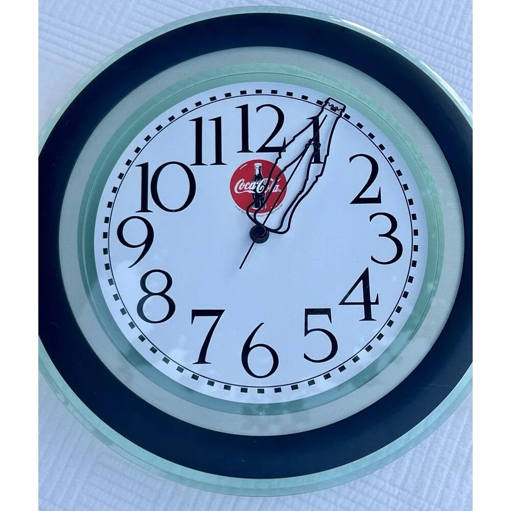 1996 Vintage Coca-Cola Round 12” Hanging Wall Clock NIB (COKE Bottle Hands)
